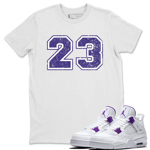 white and purple jordan 4 shirt