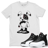 Air Jordan 12 Playoff Cyborg Bunny Sneaker Match Clothing Unisex Shirt Outfits AJ12 Dark Playoff Sneaker Including Short Sleeve Shirts,Tees Collection Crew  Neck Shirt Matching Outfits Image Short Sleeve Tees Black1