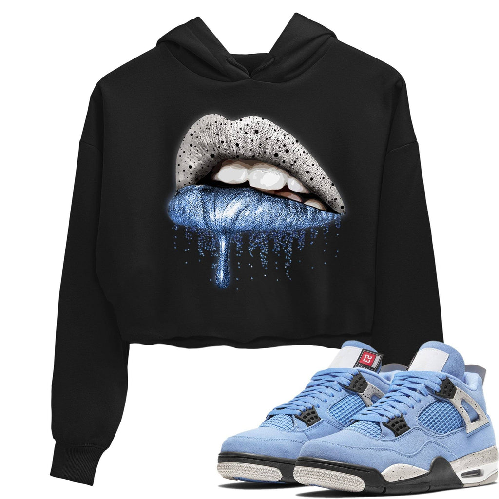 Air Jordan 4 University Blue Sneaker Shirts And Sneaker Matching Outfits Dripping Lips Crop Hoodie Sneaker Release Tees