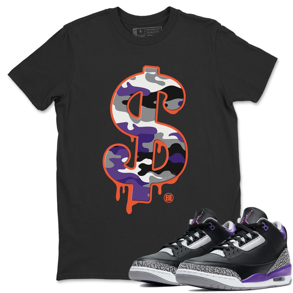 Air Jordan 3 Court Purple Sneaker Shirts And Sneaker Matching Outfits Dollar Camo T Shirt Sneaker Release Tees