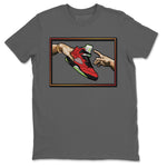 Air Jordan 5 Retro What The Red Yellow  Sneaker Tees And Sneaker Matching Outfits Adam's Creation Cool Grey Short Sleeve T Shirt Image 2