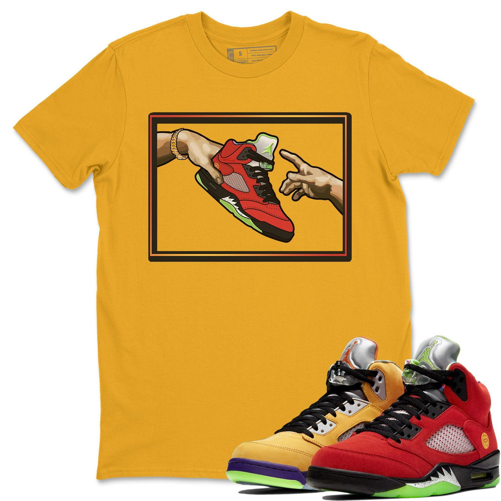 red and yellow jordan shirt