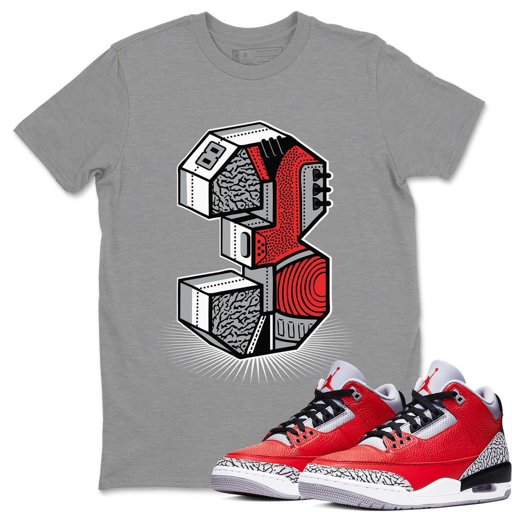 Heather Grey Air Jordan 3 Shirt Unite Red Cement Se Sneaker Match Tees Three Statue Design Sneaker Release Tees