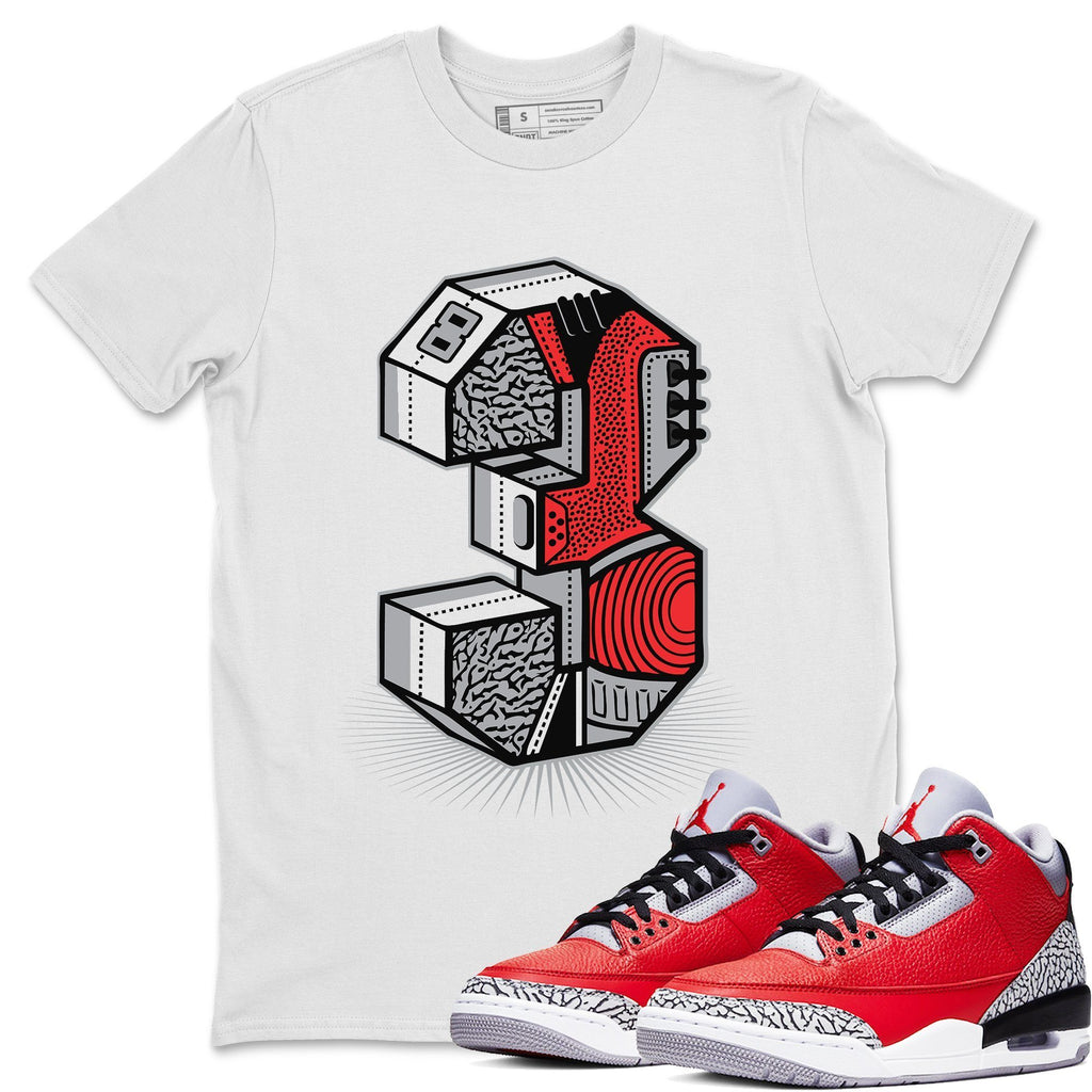 White Air Jordan 3 Shirt Unite Red Cement Se Sneaker Match Tees Three Statue Design Sneaker Release Tees