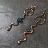 Blue Apatite Snake Dangle Earrings