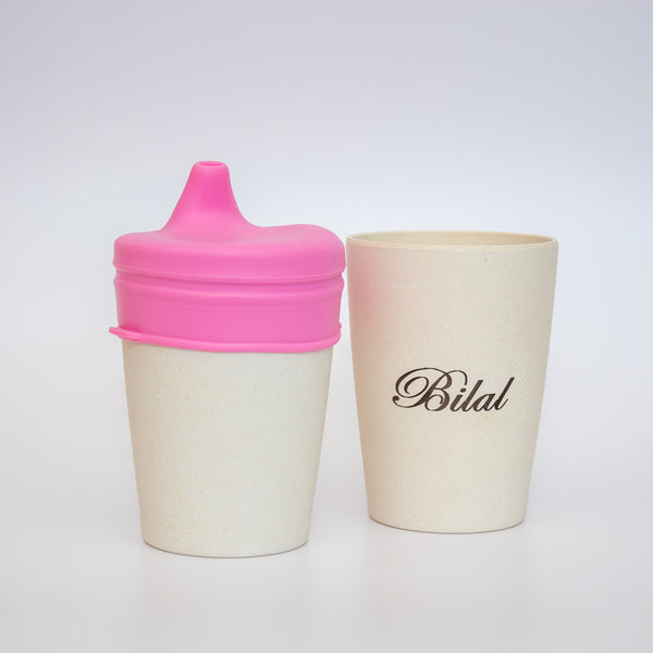 Personalised Bamboo Toddler Sippy Cup Pink 0