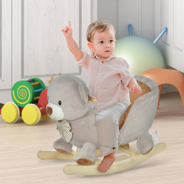 Personalised Toddlers Plush Bear Rocking Horse Grey 5