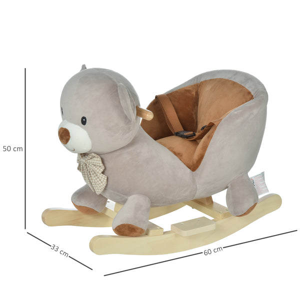 Personalised Toddlers Plush Bear Rocking Horse Grey 2