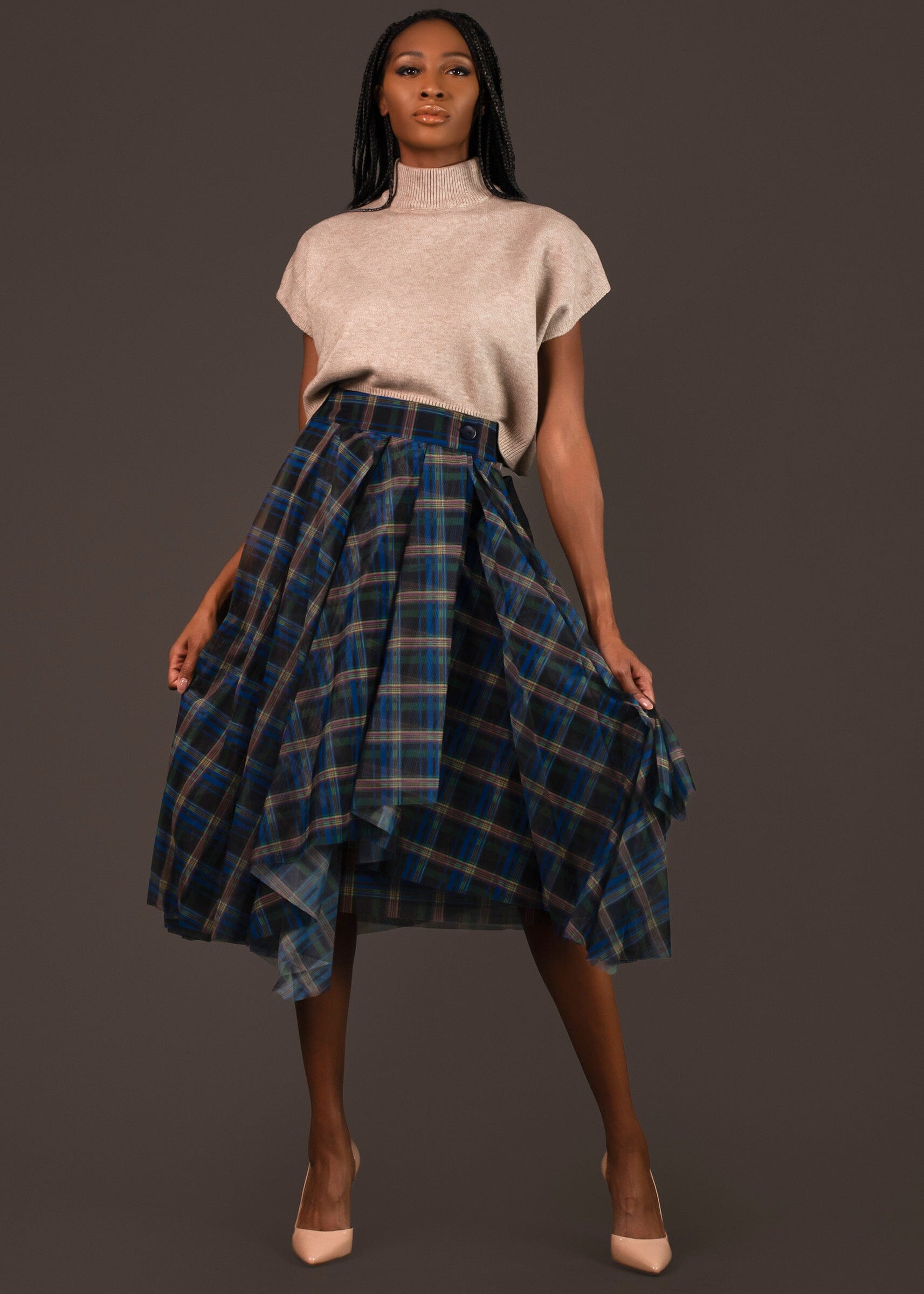 Asymmetrical Plaid Tulle Skirt Skirts Kate Hewko 