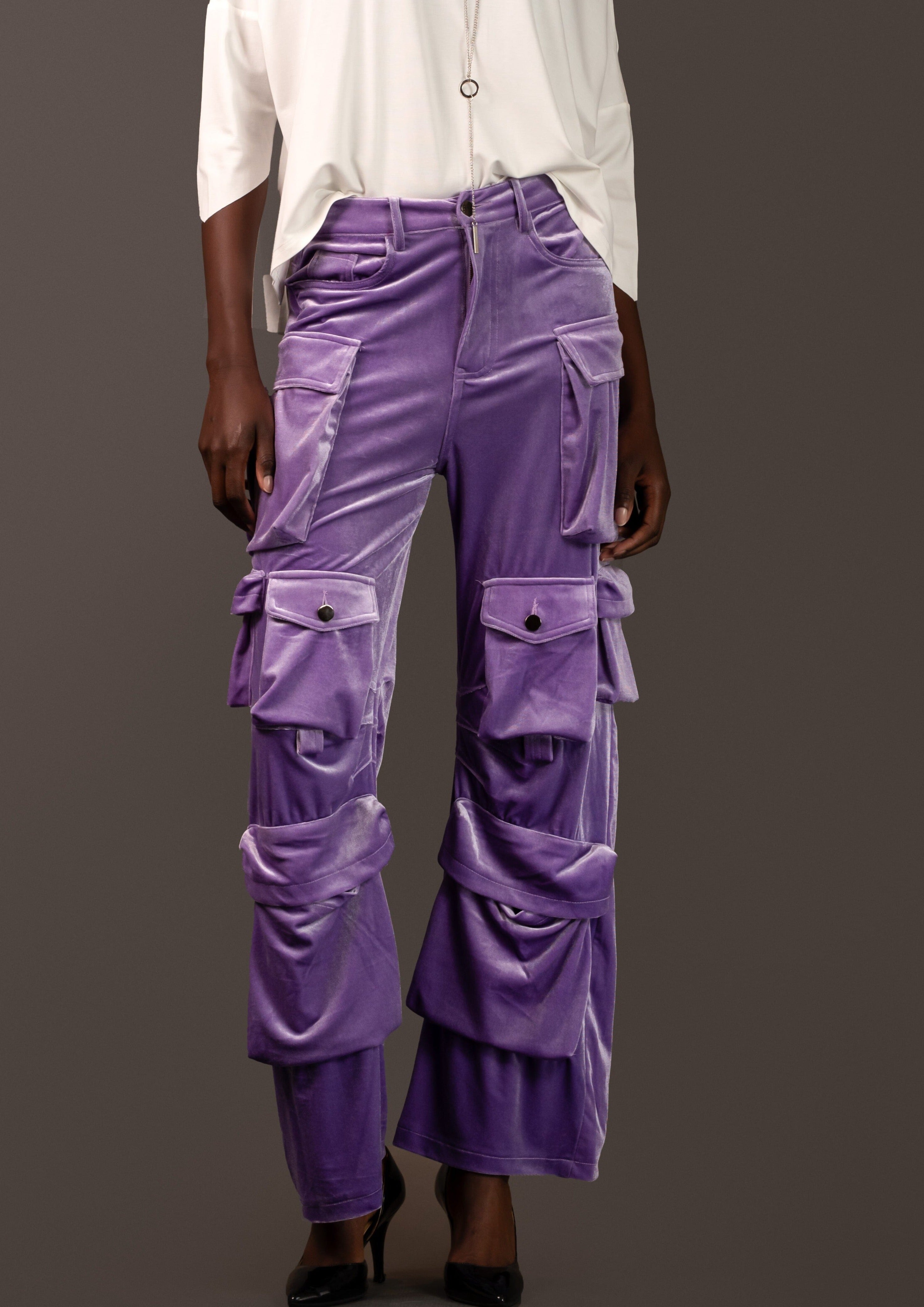 Purple Velour Cargo Pant Pants Kate Hewko 