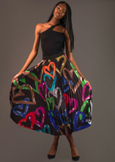 Graffiti Heart Pleated Skirt Skirts Kate Hewko 