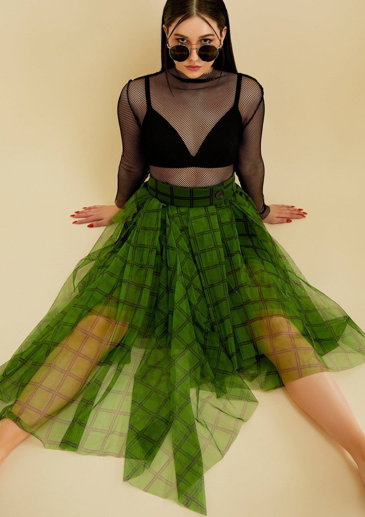 Asymmetrical Plaid Tulle Skirt - Kate Hewko