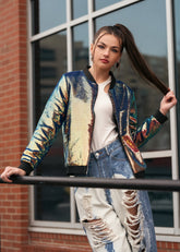 Iridescent Sequin Bomber Outerwear Kate Hewko 