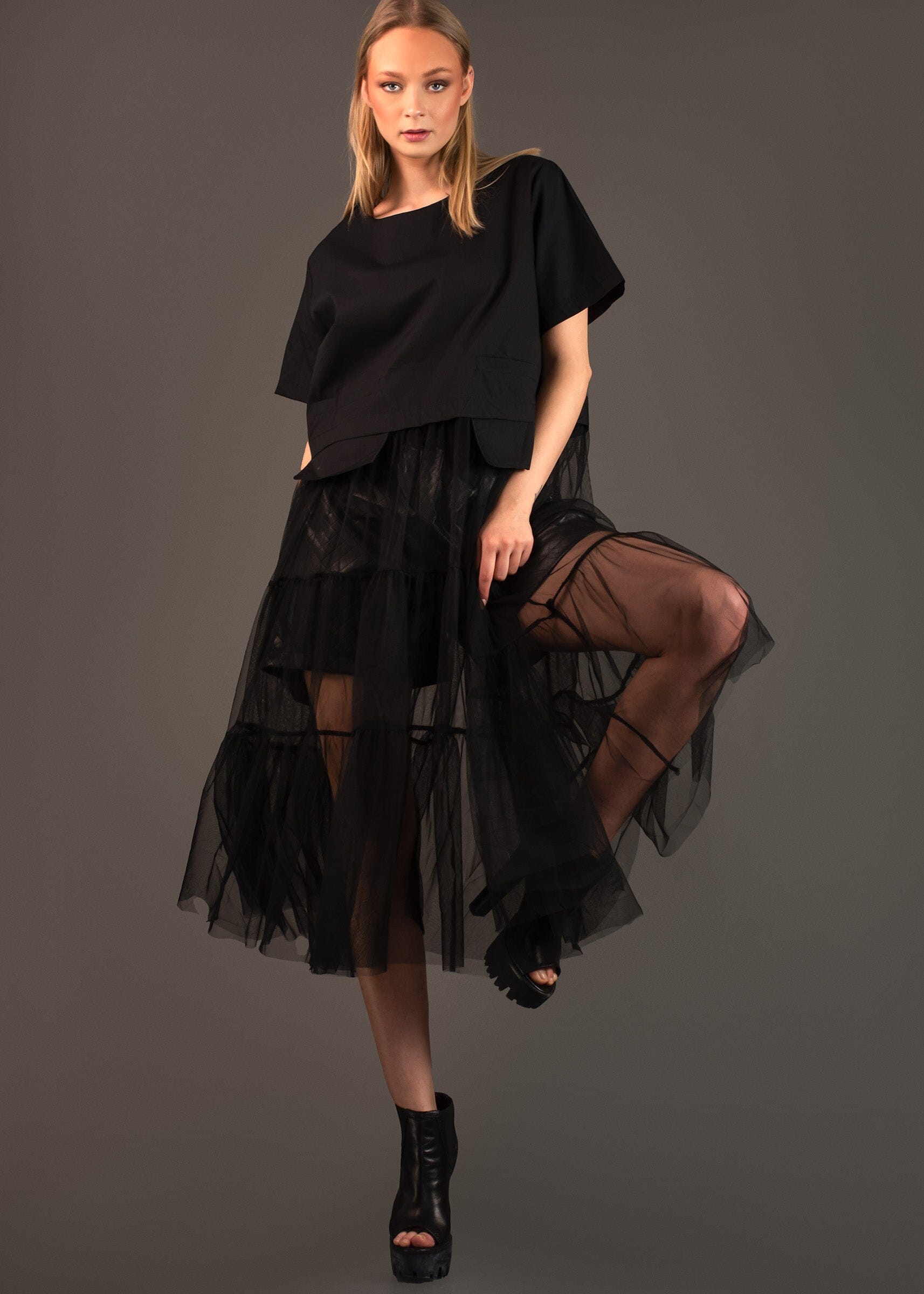 Long Layered Tulle Tee Dress - Kate Hewko