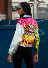 Multicolor Sequin Graphic Jacket Outerwear Kate Hewko Multi One Size 