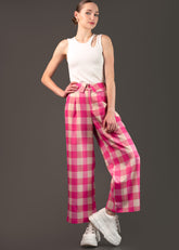 Pink Plaid Wide Leg Trouser Pants Kate Hewko 