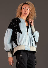 Sequin Bolt Denim Bomber Outerwear Kate Hewko 