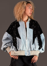 Sequin Bolt Denim Bomber Outerwear Kate Hewko 