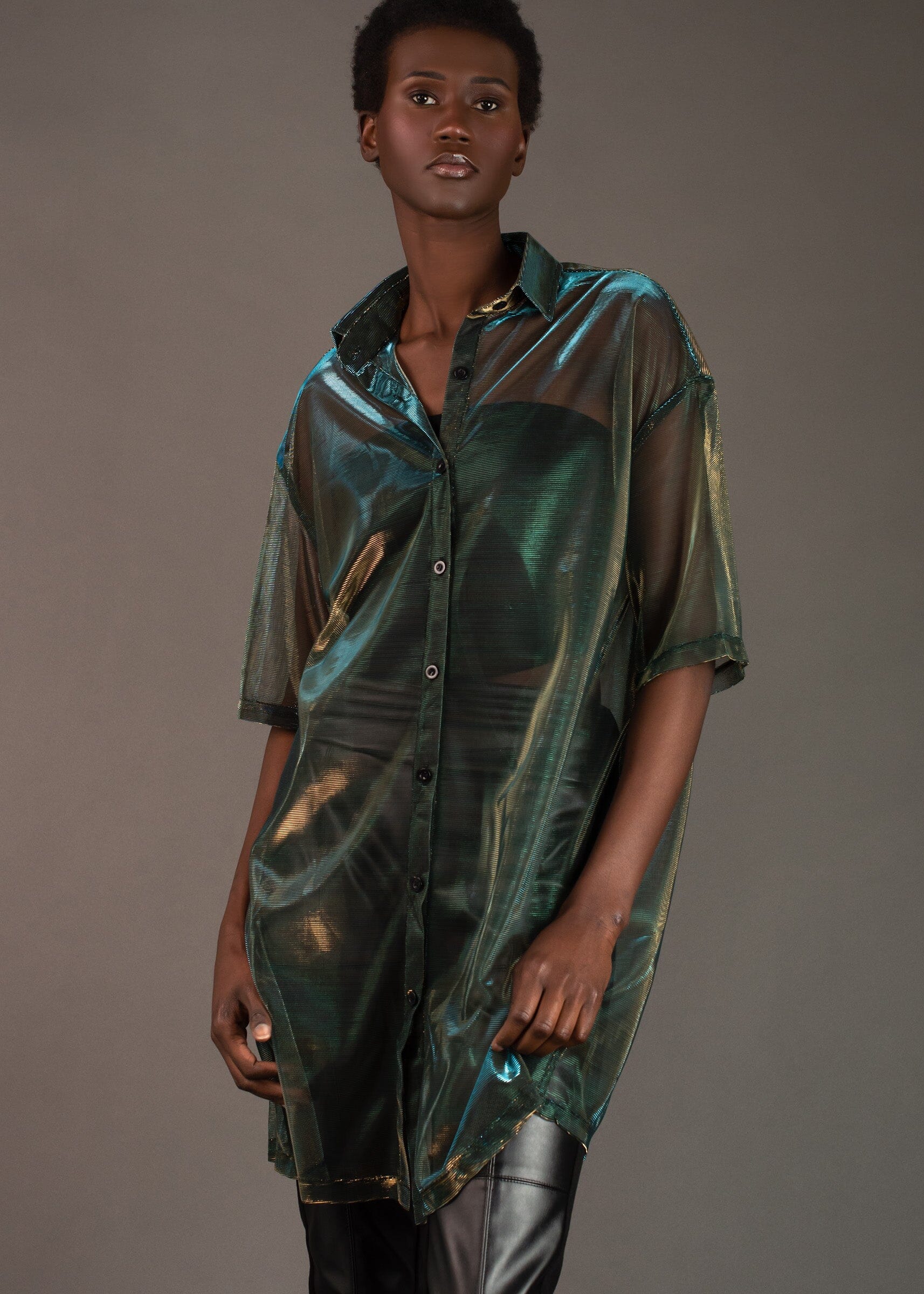 Sheer Metallic Button Up Layering Pieces Kate Hewko 