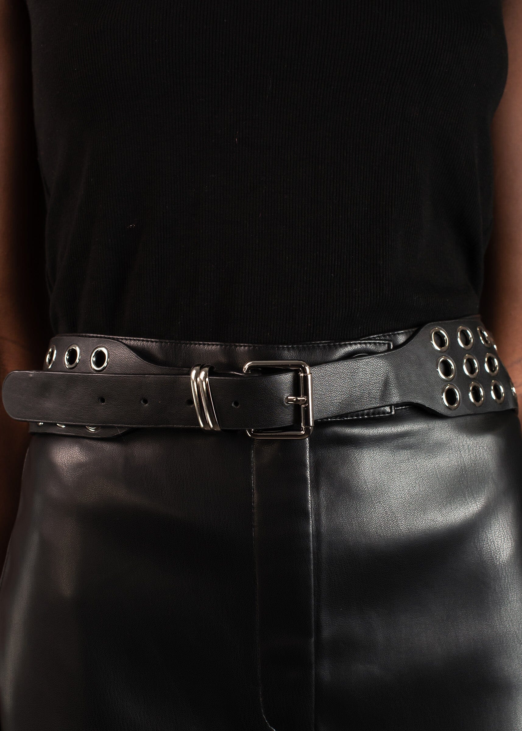 Triple Rivet Vegan Leather Belt Belts Kate Hewko 