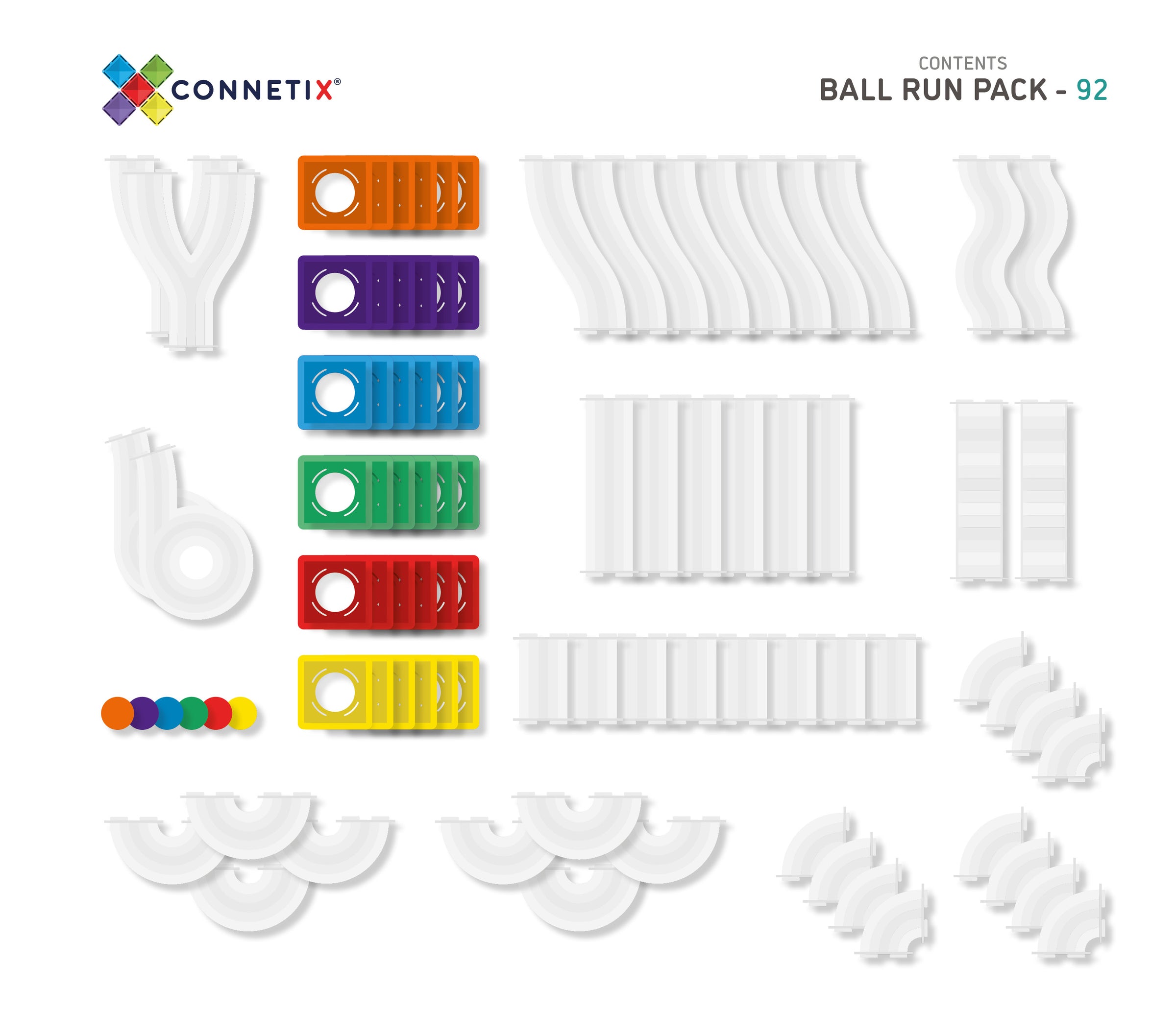 Magnetic tiles 92 pcs Ball Run Pack by Connetix – Woodberry