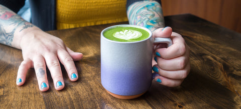 Mizuba Tea Co. and Mazama Wares matcha ombre ceramic mug