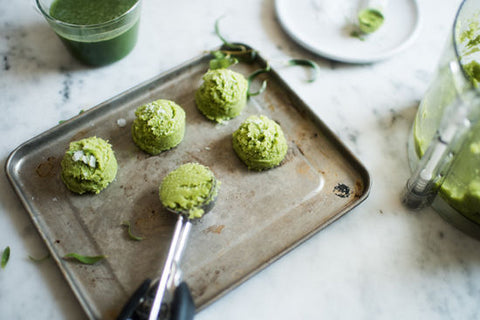 Raw coconut matcha energy balls