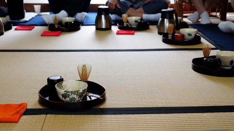 Tea Ceremony on Tatami Mat in Japan