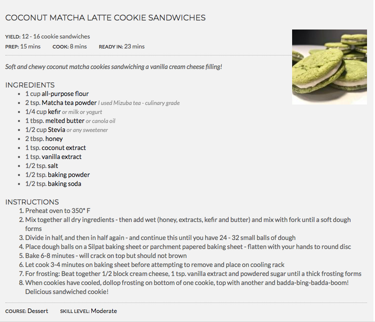Coconut Mizuba Matcha Latte Green Tea Cookies by Food Blogger Kriss With Bliss. Healthy and Delicious! 