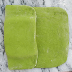 Making brochure like folds with the Matcha Croissant Dough