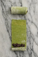 Roll eachmatcha croissant rectangle with chocolate chips
