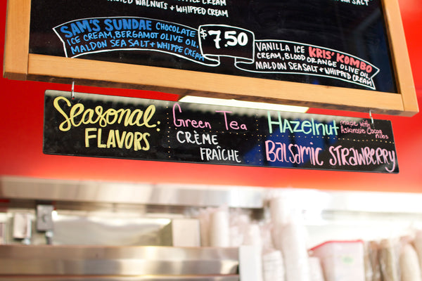 Ice Cream Menu at local ice cream shop