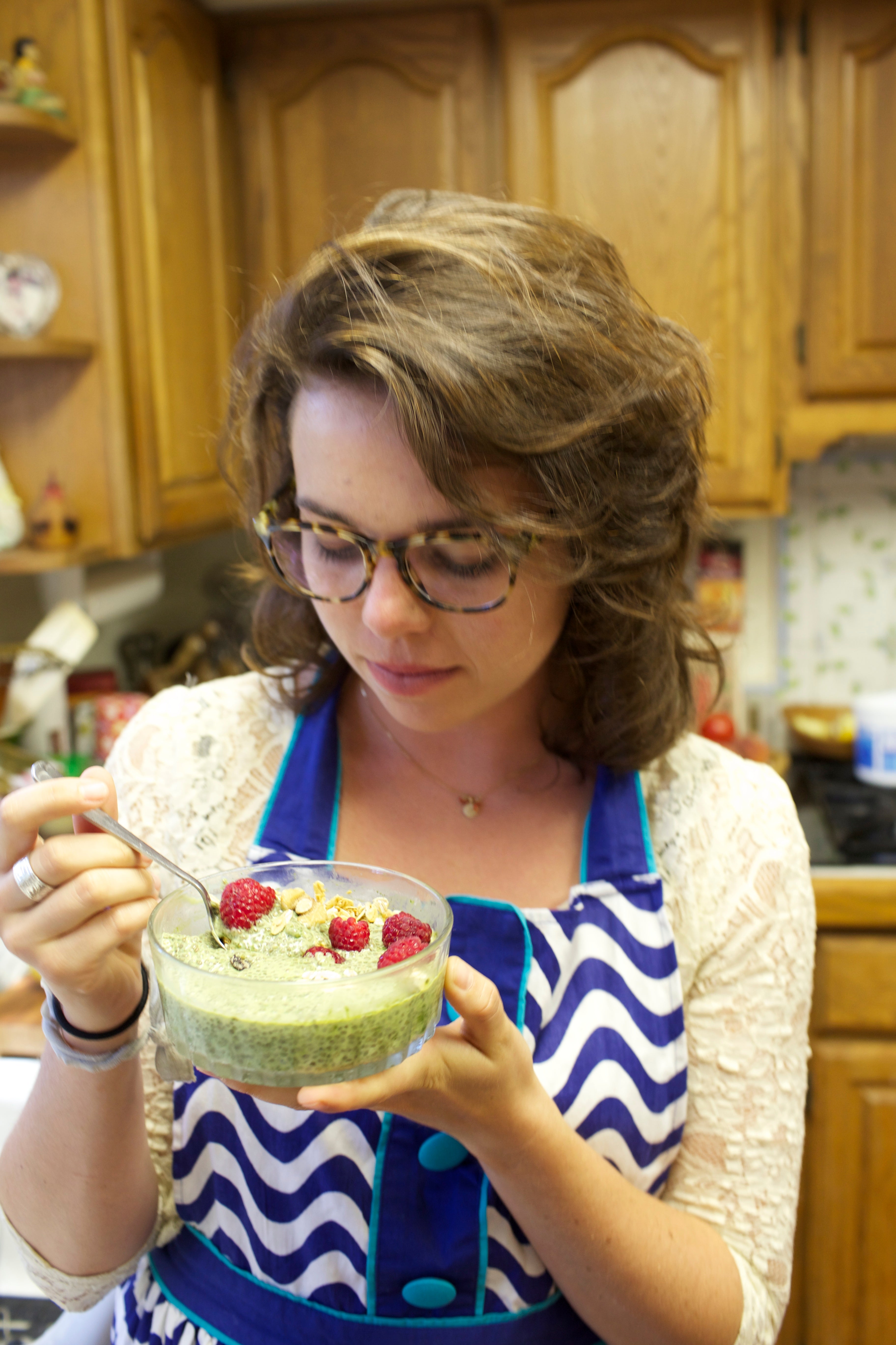 Lauren with Matcha Chia Seed Pudding