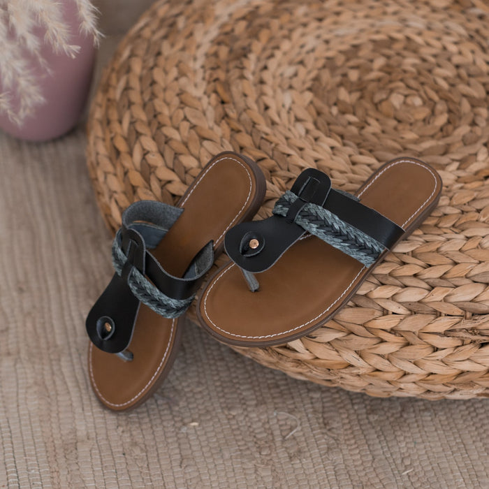 Sandale plate Lía - Noir