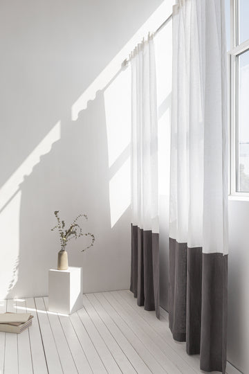 Striped Linen Curtain Panel. Washed Linen Curtain With Multifunctional  Header Tape. Wide Window Curtain Drape. Custom Semi Sheer Curtain 