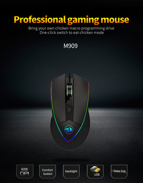 Redragon M909-RGB EMPEROR High-Precision Programmable RGB Backlit Gaming Mouse with 12400 DPI - Redragon Pakistan