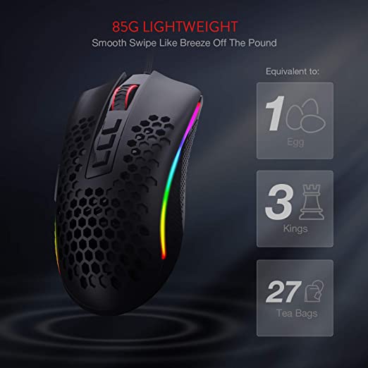 Redragon M808 STORM LUNAR Lightweight RGB Gaming Mouse with 12400 DPI, 7 Programmable Buttons - Redragon Pakistan 