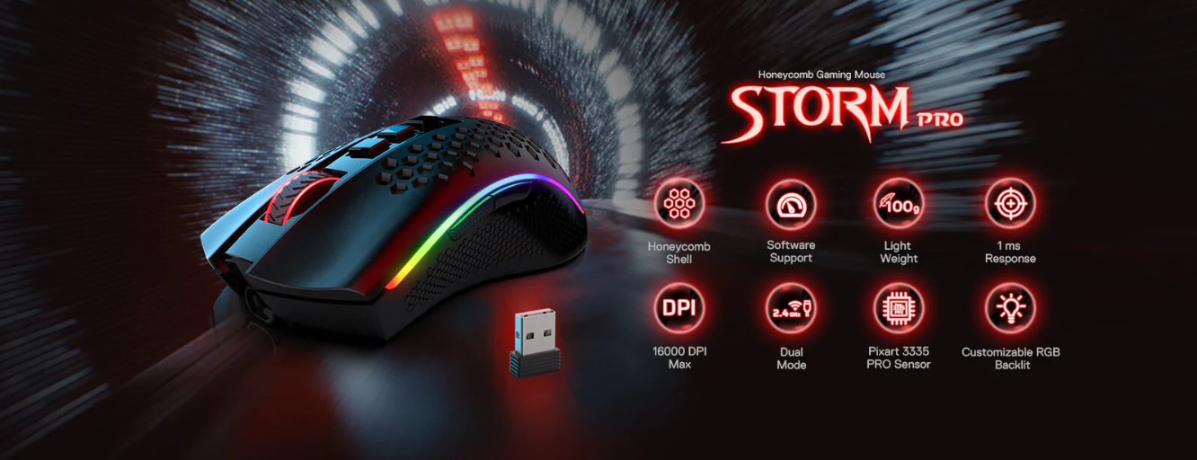Redragon M808-KS Storm Pro RGB Wireless Gaming Mouse 