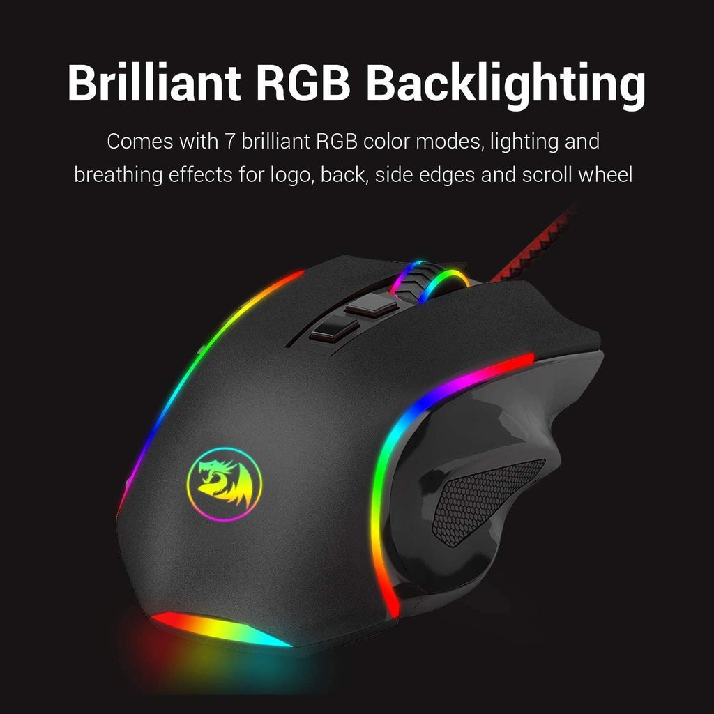Redragon M607 GRIFFIN RGB Black 7200 DPI Gaming Mouse - Redragon Pakistan