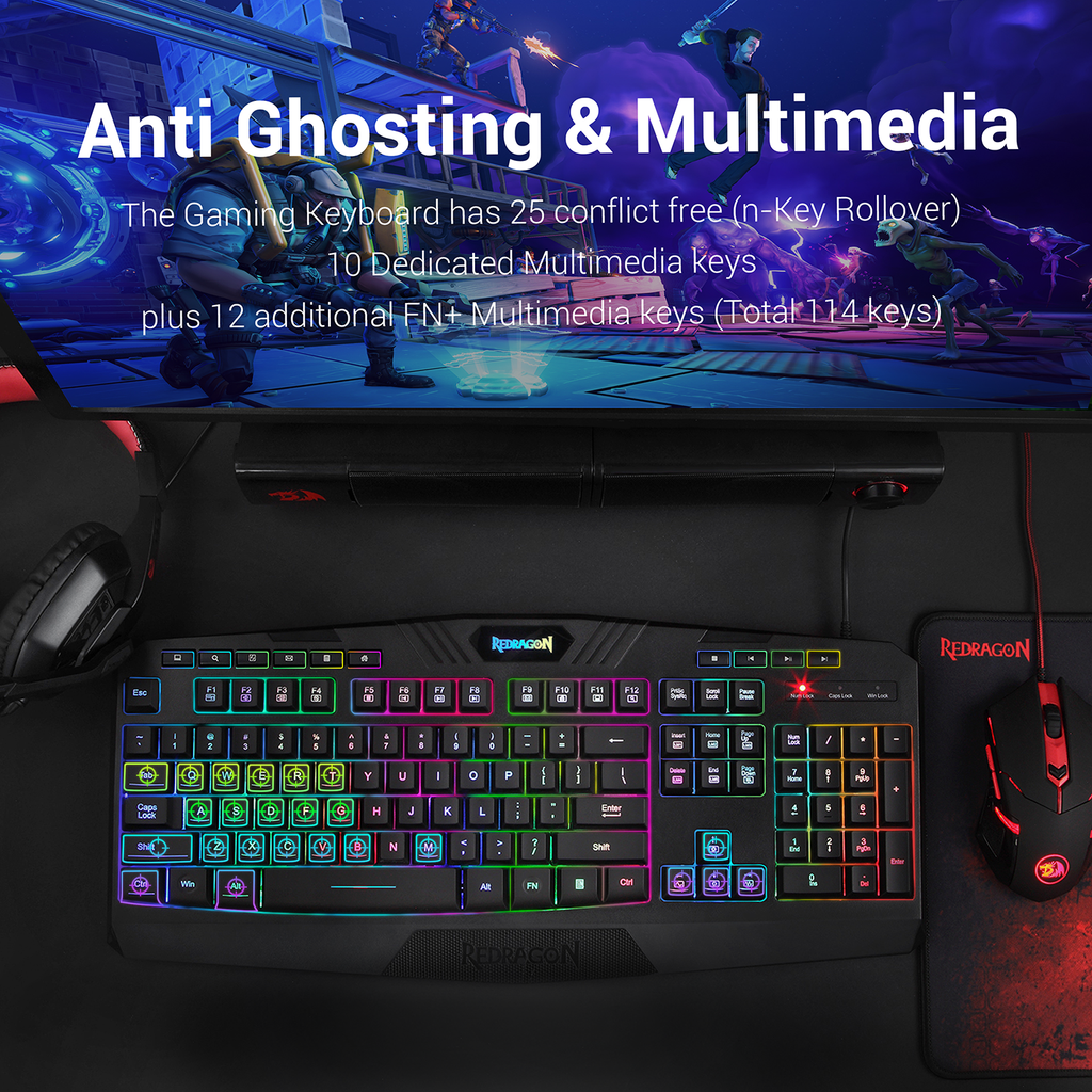 Redragon S101-BA-2 Wired Gaming Keyboard, Mouse, Headphone, Mousepad Combo Set (4 In 1) Price in Pakistan