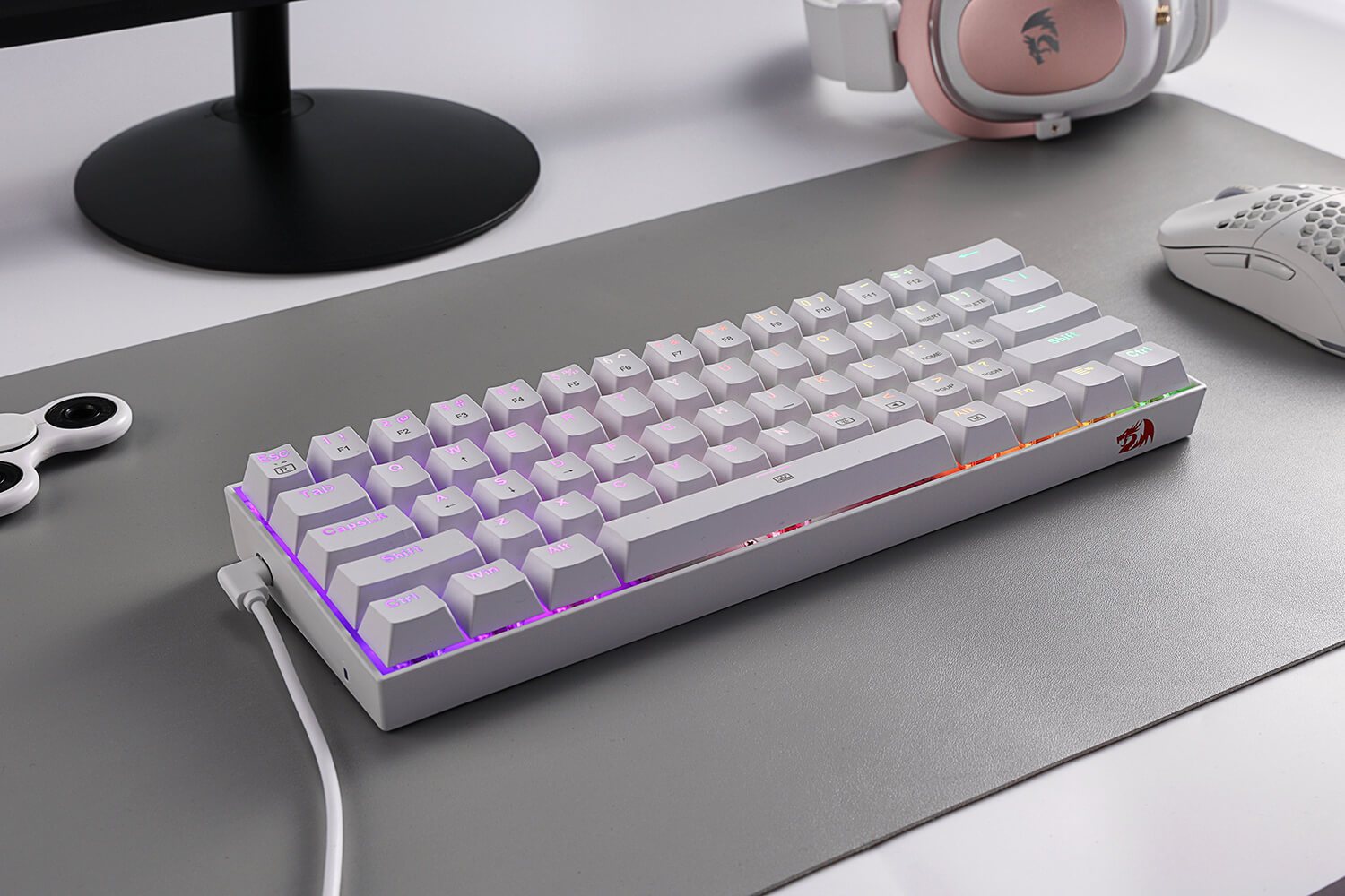 Redragon K630 RGB White Wired Gaming Mechanical Keyboard