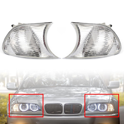 Areyourshop luces de esquina izquierda/derecha lámparas de señal de giro para BMW E46 2 puertas 1998-2001 mercado genérico CA