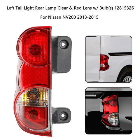 2013-2018 Nissan NV200 Left+Right Tail Light Rear Lamp Clear Red Lens