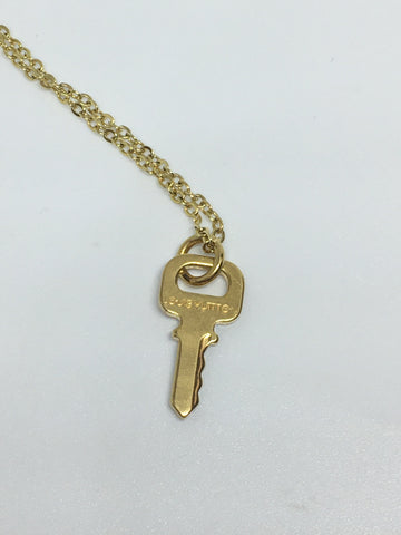 Small Vintage Gold Repurposed Louis Vuitton Key Charm Necklace