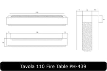 Load image into Gallery viewer, Tavola 110 Fire Table Dimensions

