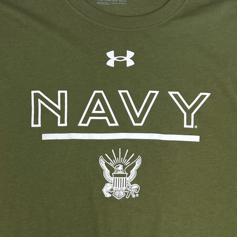 U.S. Navy Anchor Under Long Sleeve T-Shirt Green)