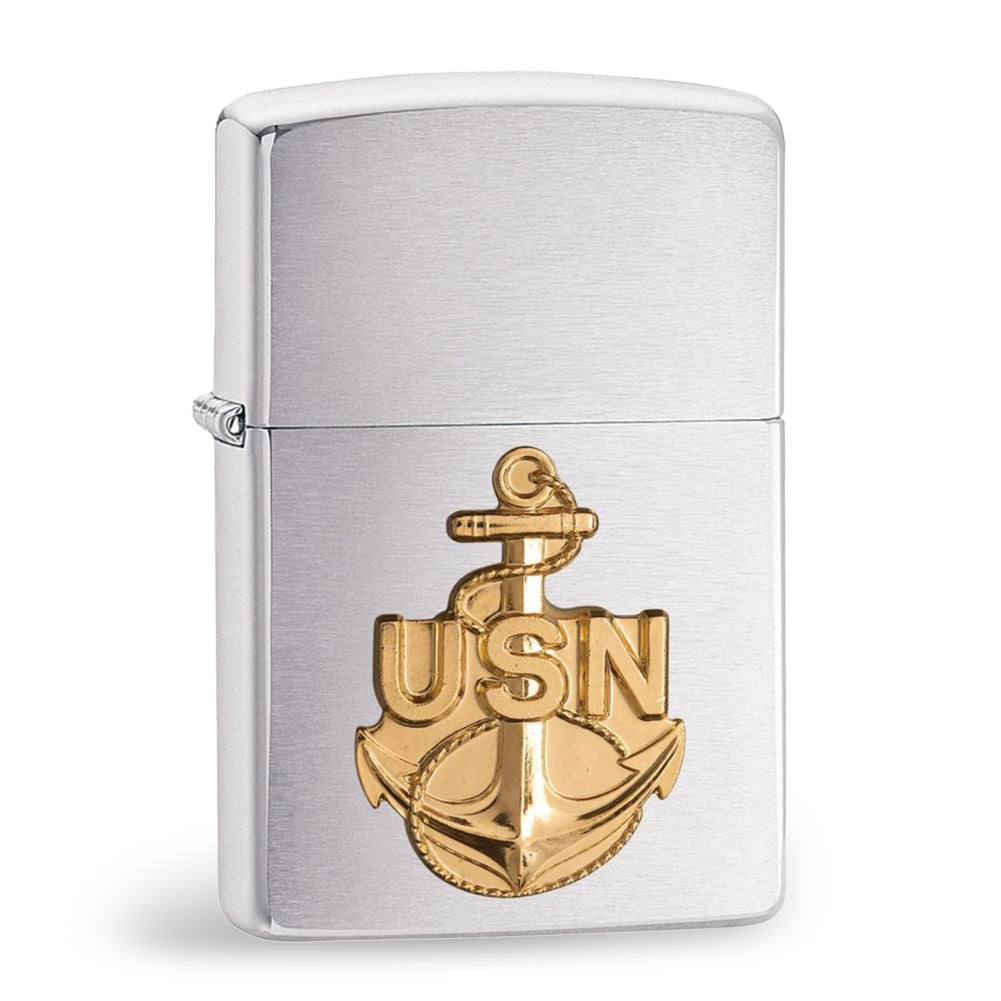 United States Navy Brushed Chrome Emblem Lighter