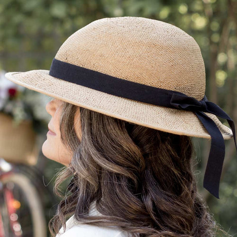 melissa.mom.straw.hat.bike.pretty.helmet