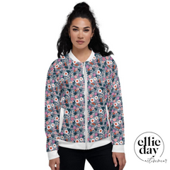 unisex bomber jacket in floral print