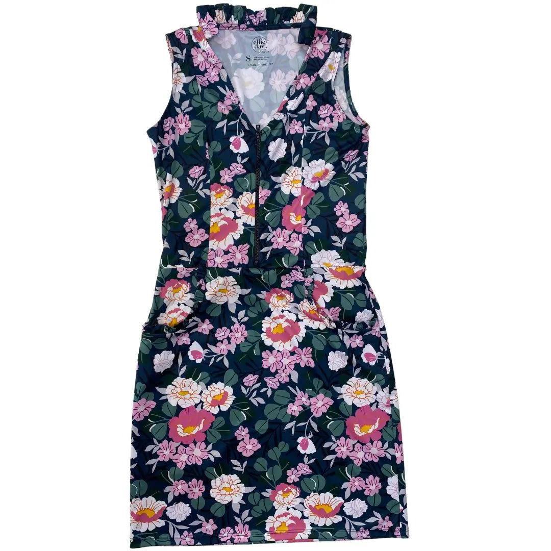 Peony Printed UPF Golf Dress with Collar